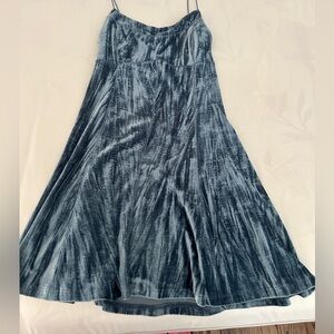 blue velvet spaghetti strap dress